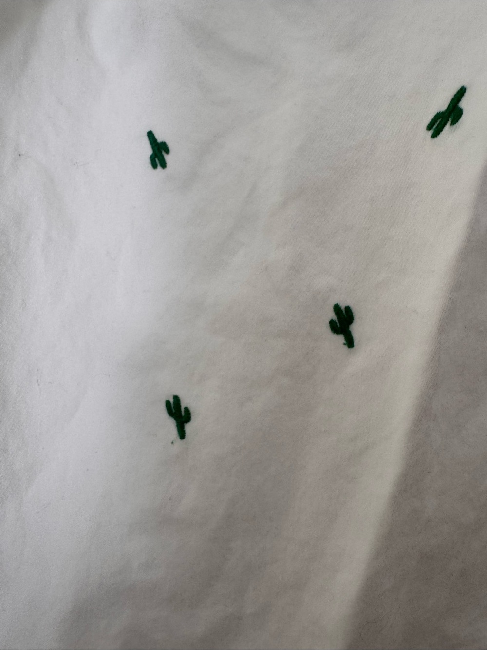 Madewell White Short-Sleeve Button Down Shirt with Green Embroidered Cactus 0010 - Picture 3 of 3